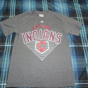 MLB Cleveland Indians Gray Majestic T-Shirt Size Small